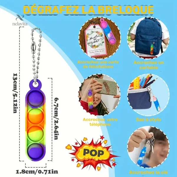 Lot de porte-clés Pop It – Accessoires amusants et relaxants