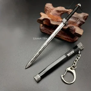 Porte-clés épée médiévale en métal – Breloque sabre antique élégante pour homme