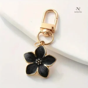 Porte-clés fleur en métal doré – Breloque élégante et féminine pour femme