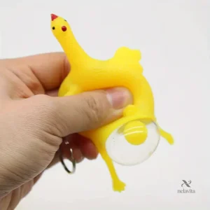 Porte-clés poulet extensible en caoutchouc