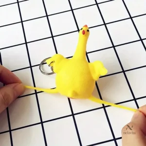 Porte-clés rigolo poulet, accessoire ludique