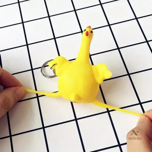 Porte-clés rigolo poulet, accessoire ludique