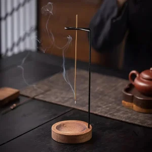 Support vertical zen pour bâtonnets d'encens en bois