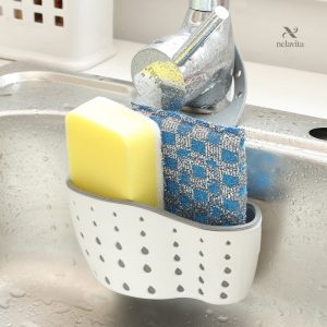 Éponge de cuisine avec système de drainage intégré