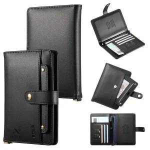 Porte-passeport femme élégant en cuir synthétique Organiseur de voyage compact avec compartiments cartes et stylos