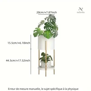 Porte-plante design avec support en métal doré