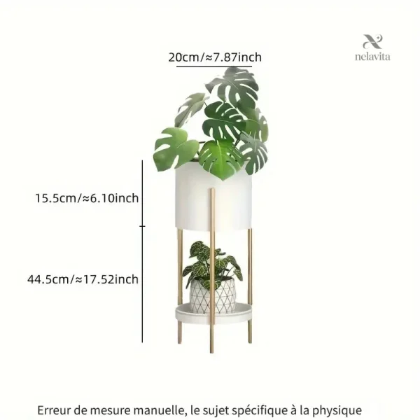 Porte-plante design avec support en métal doré