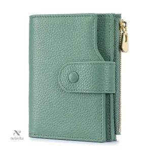 Portefeuille femme vert en cuir – Compact, élégant et pratique avec porte-cartes