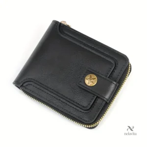 Portefeuille homme en cuir marron – Compact avec porte-cartes et fenêtre d’identification