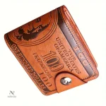 Portefeuille homme vintage en cuir gravé, design élégant