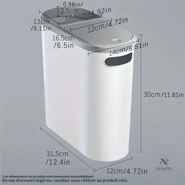 Poubelle de salle de bain avec couvercle discret