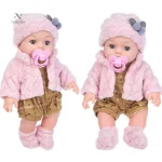 Poupée bébé réaliste 30 cm avec tétine, tenue d’hiver rose