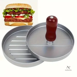 Moule à burger avec poignée en bois pour un façonnage facile