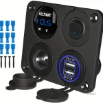 Prise Allume-Cigare 12V avec USB et voltmètre pour véhicule