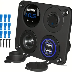 Prise Allume-Cigare 12V avec USB et voltmètre pour véhicule