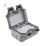 Prise extérieure étanche double 2 ports avec couvercle de protection