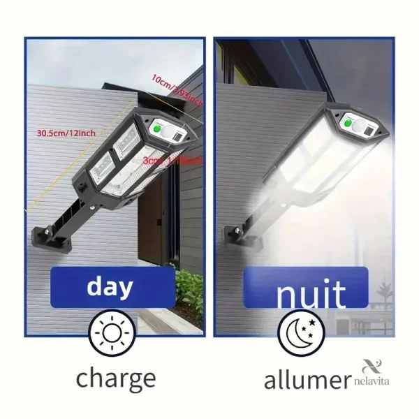Lumière LED solaire pour façade, avec détecteur de mouvement
