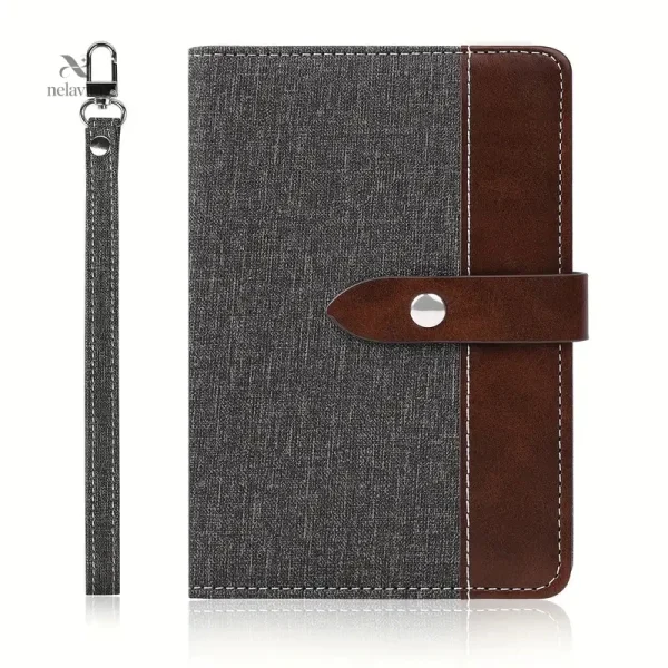 Protège-passeport homme élégant en tissu et simili cuir