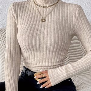 Pull côtelé doux en style décontracté à petit prix