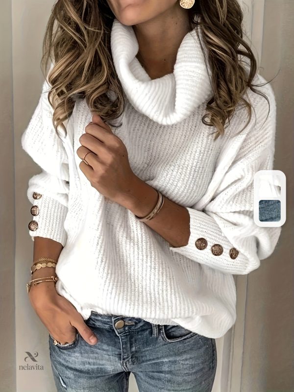 pull-col-roule-femme-coupe-ample-boutons-decoratifs-1 Pull col roulé femme ample avec boutons décoratifs