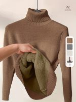 Pull col roulé uni chaud pour femmes