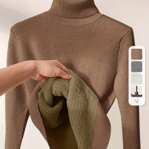 Pull col roulé uni chaud pour femmes
