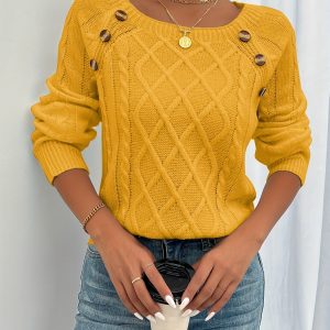 Pull Femme Côtelé Manches Longues Col Rond