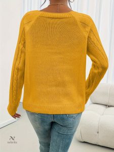 Pull Côtelé à Manches Longues pour Femme