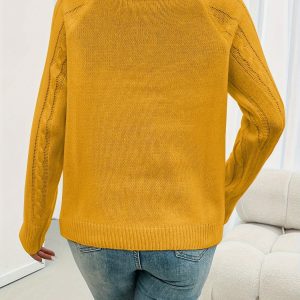 Pull Côtelé à Manches Longues pour Femme
