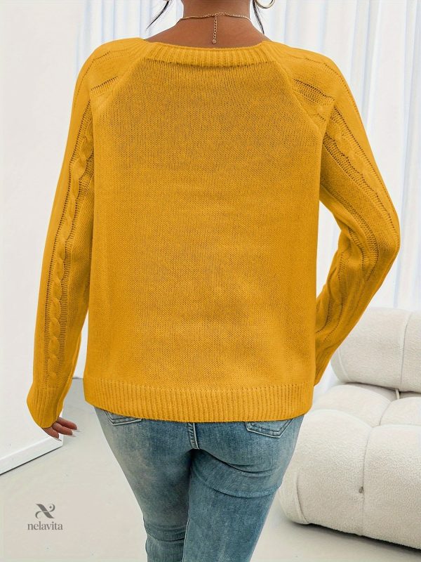 Pull Côtelé à Manches Longues pour Femme
