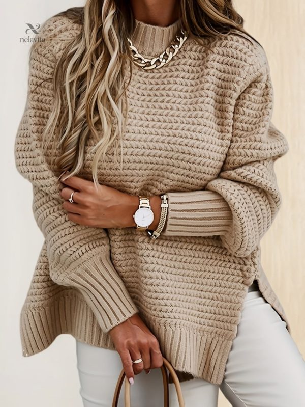pull-femme-tricot-uni-a-coupe-asymetrique-elegante-1 Pull Femme Tricot Uni à Coupe Asymétrique