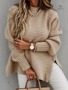 Pull Tricot Femme Élégant à Coupe Unique