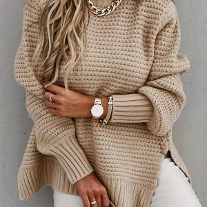 Pull Tricot Femme Élégant à Coupe Unique