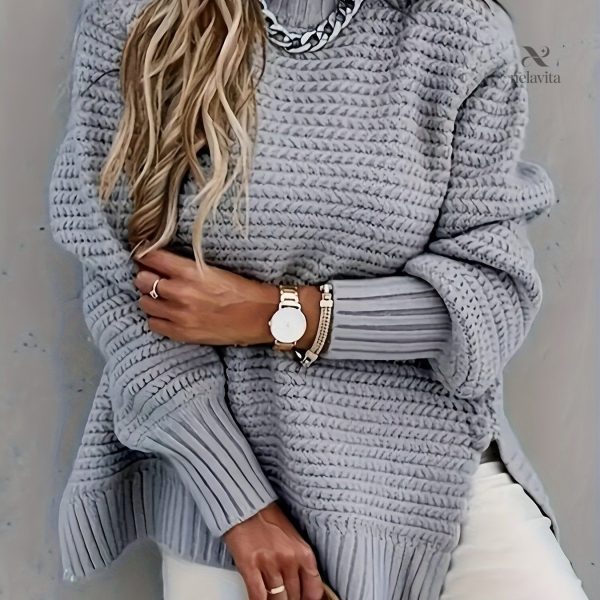 Femme Tricot Uni à Design Asymétrique