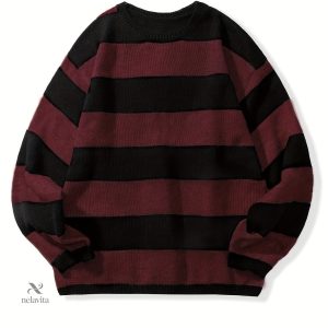 Pull-over rayé - Maille légèrement élastique, chaud et casual