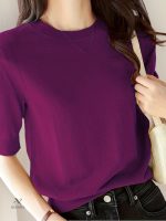 Pull tricoté à manches mi-longues, style décontracté