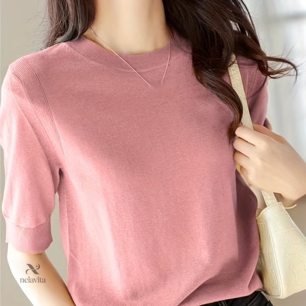 Haut en tricot, manches mi-longues pour le quotidien