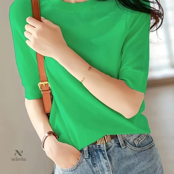 Pull tricoté à manches mi-longues, style décontracté - vue 3