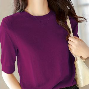 Pull confortable en tricot, manches mi-longues