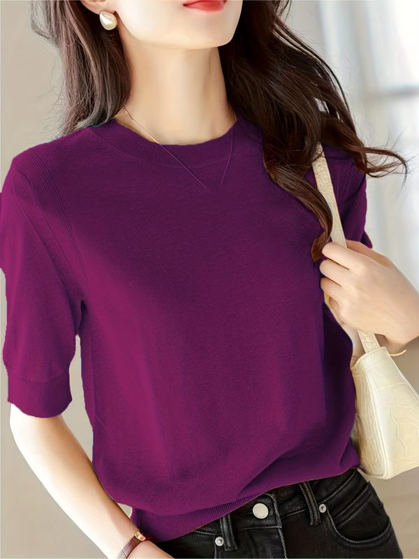 Pull confortable en tricot, manches mi-longues