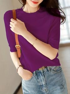 Pull doux en tricot, manches mi-longues tendances
