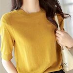 Pull d'été tricoté, manches mi-longues élégantes