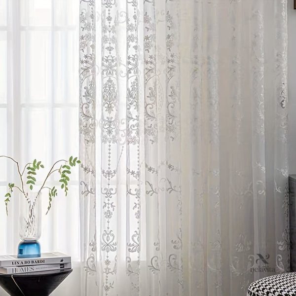 Rideau décoratif à motifs de fleurs