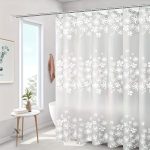Rideau de douche blanc floral imperméable avec crochets inclus