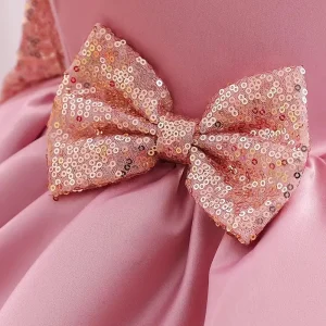 Robe Bébé Fille de Cérémonie Verte avec Nœud Pailleté – Tenue Élégante pour Fêtes et Mariage