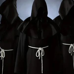 Robe de moine médiévale homme – Costume fantaisie religieux avec capuche et corde