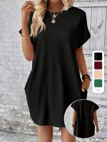Robe décontractée manches courtes avec poches pratiques