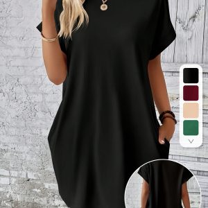 Robe décontractée manches courtes avec poches pratiques
