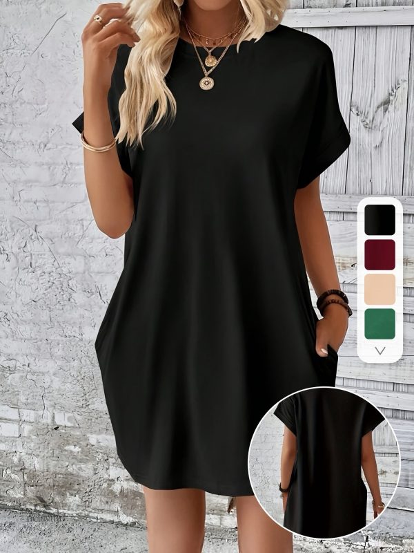 robe-decontractee-manches-courtes-poches-pratiques-1 Robe décontractée manches courtes avec poches pratiques