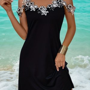 Robe Élégante avec Décolleté Fleurie